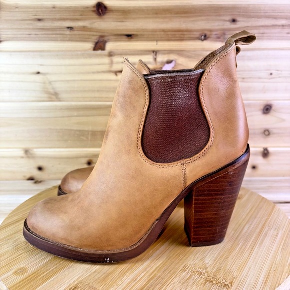 Shoemint Boots Womens 7.5 Spence Cognac Brown Leather Ankle Bootie - Picture 5 of 13